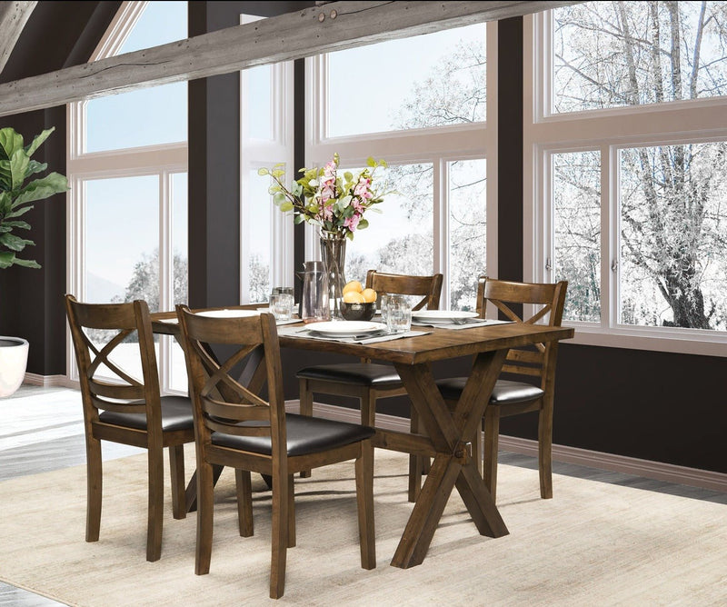 Solid Wood Live Edge Dinette Set in Oak finish - MA-5000-5Pcs