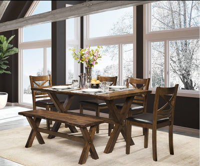 Solid Wood Live Edge Dinette Set in Oak finish - MA-5000-6Pcs