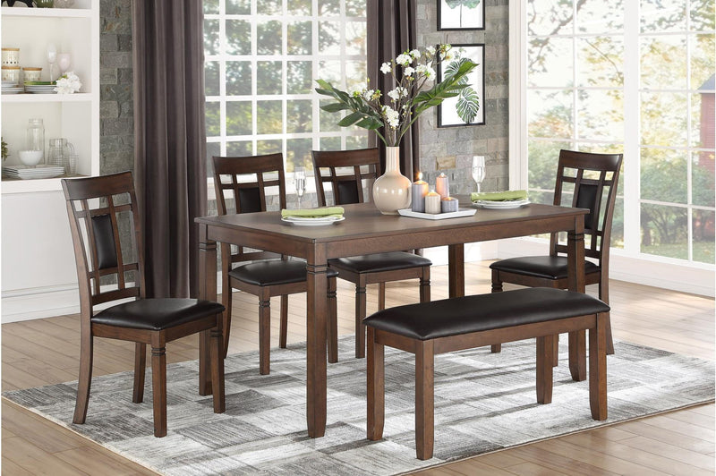 Cherry Finish 6 Pcs Dining set including a Bench - MA-5658-6Pcs