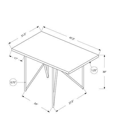 Dining Table - 32"X 48" / Cappuccino / Chrome Metal - I 1039