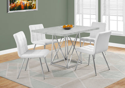 Dining Table - 36"X 48" / Grey Cement / Chrome Metal - I 1043