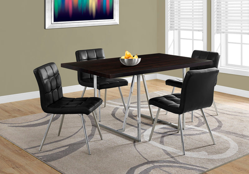 Dining Table - 36"X 60" / Espresso / Chrome Metal - I 1064