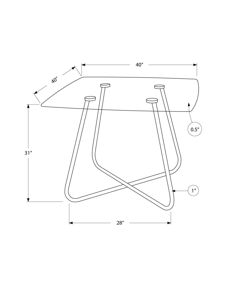 Dining Table - 40"Dia Chrome With 8Mm Tempered Glass - I 1070