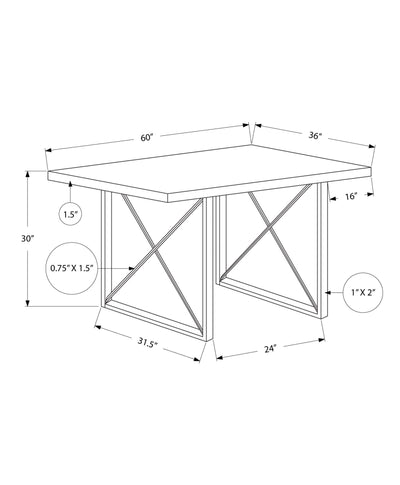 Dining Table - 36"X 60" / Dark Taupe / Black Metal - I 1100