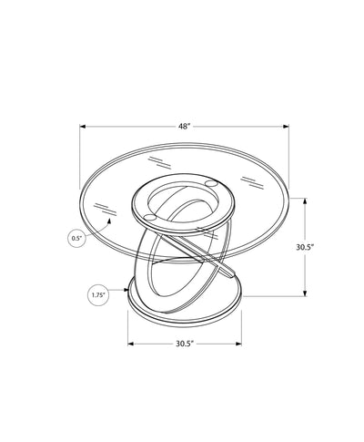 Dining Table - 48"Dia / Espresso With Tempered Glass - I 1749