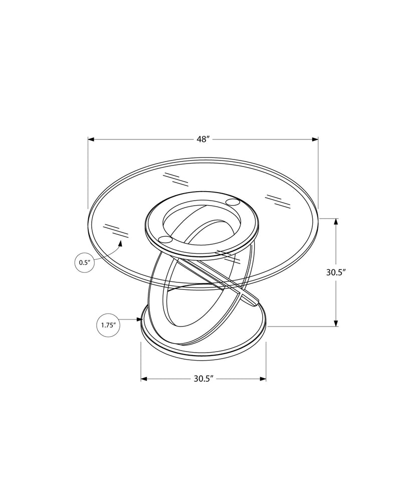 Dining Table - 48"Dia / Espresso With Tempered Glass - I 1749