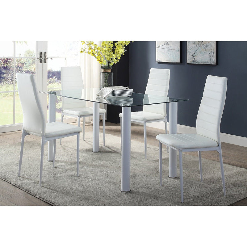 White Florian Dining Table, Glass Top - MA-5538W*