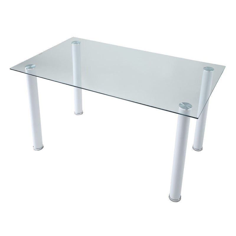 White Florian Dining Table, Glass Top - MA-5538W*