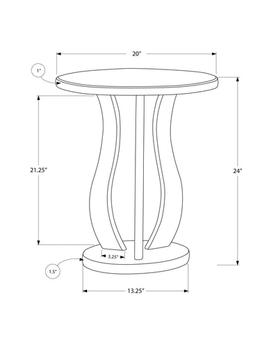 End Table - 20"Dia / Brushed Silver / Mirror - I 3726