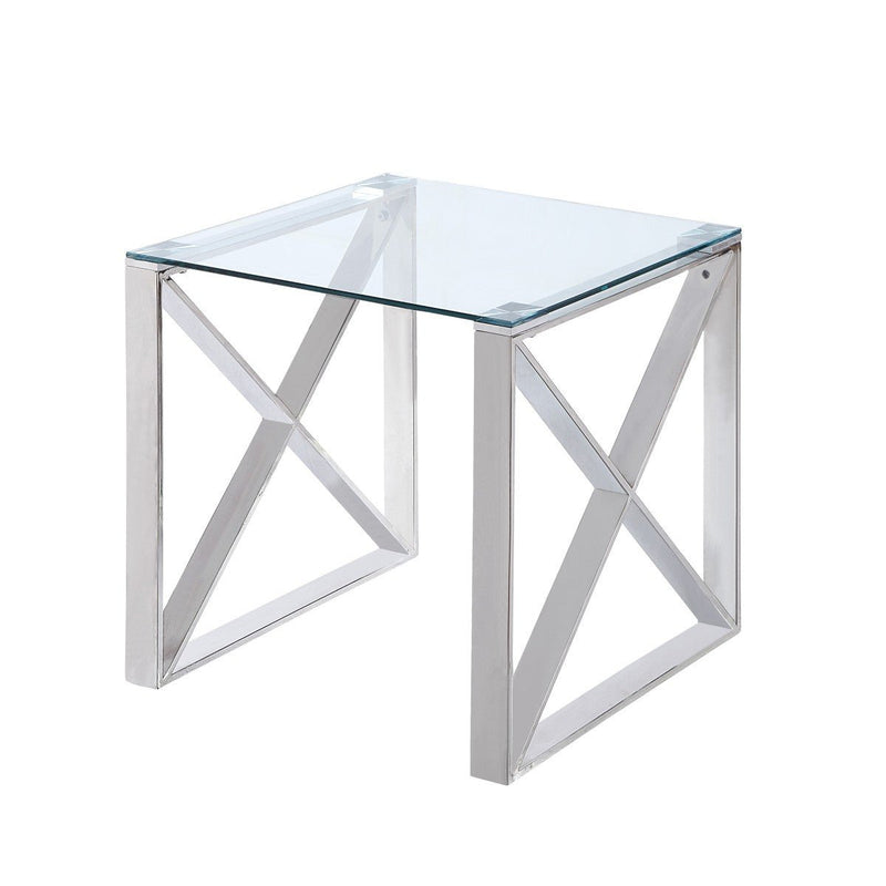 Rush X-Framed Tempered Glass End Table - MA-3644-04