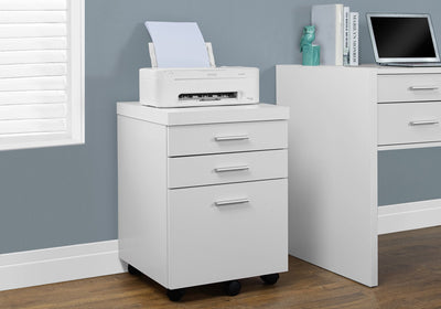 Filing Cabinet - 3 Drawer / White On Castors - I 7048