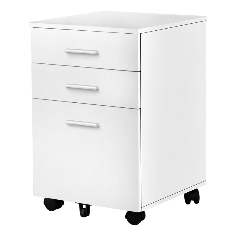 Filing Cabinet - 3 Drawer / White On Castors - I 7780