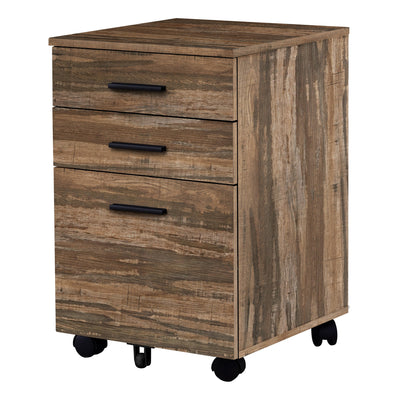 Filing Cabinet - 3 Drawer / Brown Reclaimed On Castors - I 7782