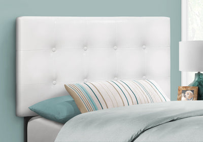 Bed - Twin Size / White Leather-Look Headboard Only - I 6002T