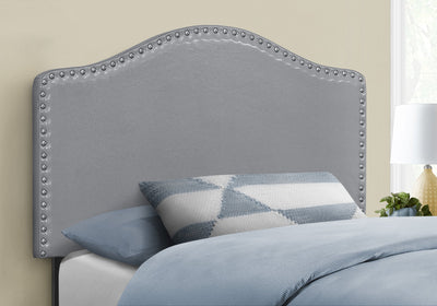 Bed - Twin Size / Grey Leather-Look Headboard Only - I 6011T