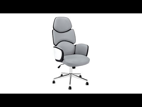 Chaise de bureau - Simili-cuir gris / Exécutif à dossier haut