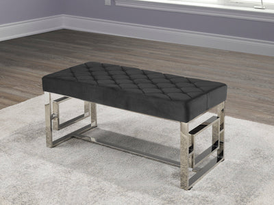 Chrome Bench With Black Velvet Top - IF-6611