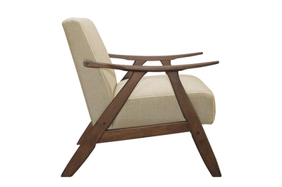 Retro-inspired Modern Living Set in Walnut Finish and Light Brown Fabric - MA-1138BRSLC