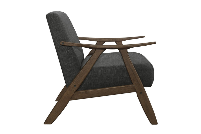 Retro-inspired Modern Living Set in Walnut Finish and Dark Grey Fabric - MA-1138DGSLC