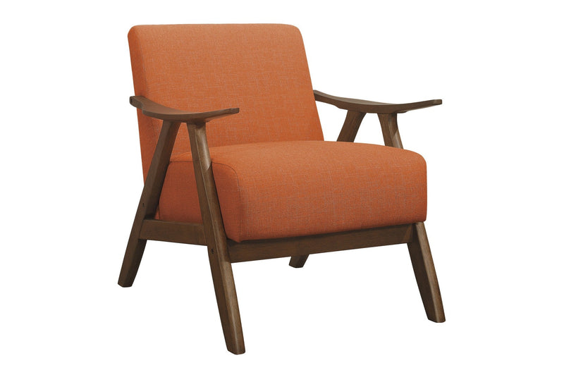 Retro-inspired Modern Living Set in Walnut Finish and Orange Fabric - MA-1138RNSLC