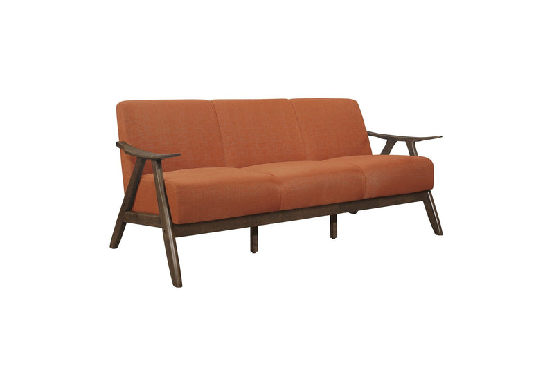 Retro-inspired Modern Living Set in Walnut Finish and Orange Fabric - MA-1138RNSLC