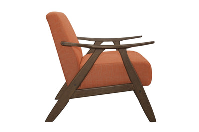 Retro-inspired Modern Living Set in Walnut Finish and Orange Fabric - MA-1138RNSLC