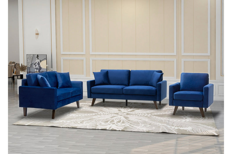 Modern Style Blue Velvet Living Set - MA-9044-VBUSLC