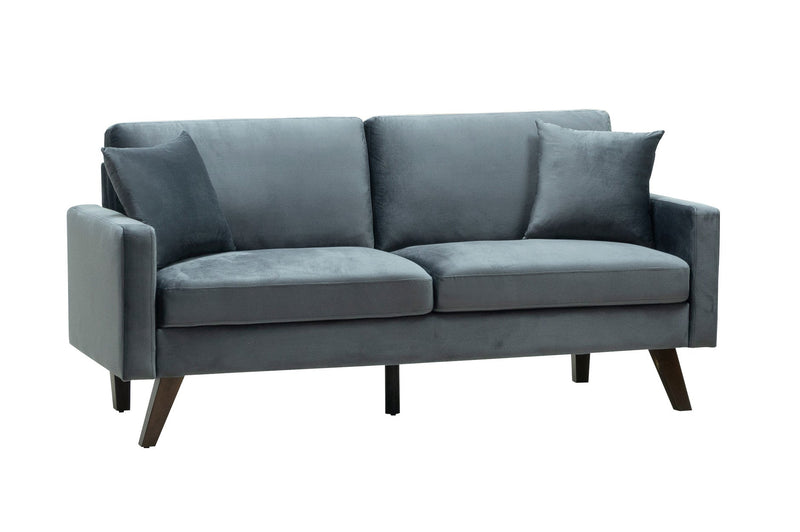 Grey velvet sofa