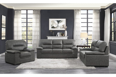 Dark Gray Polished Microfiber Living Set - MA-9407DGSLC