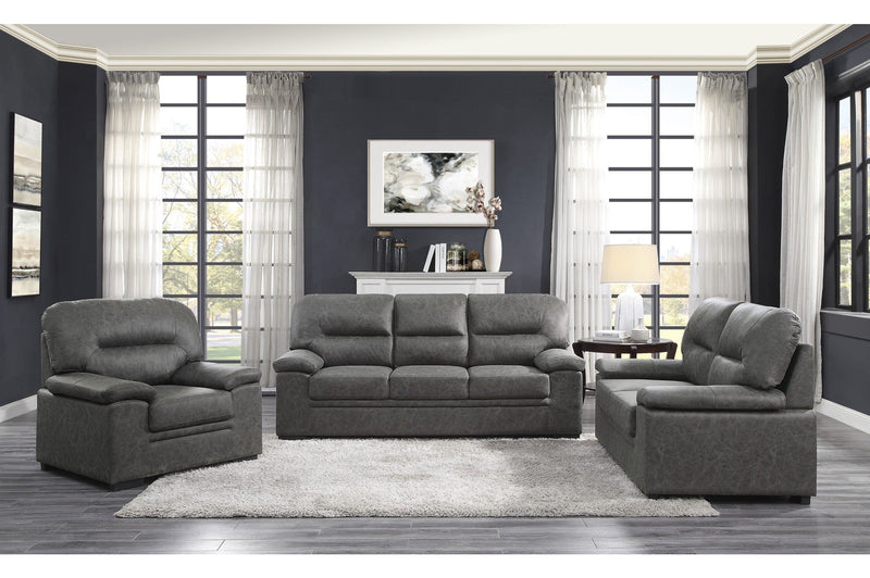 Dark Gray Polished Microfiber Living Set - MA-9407DGSLC