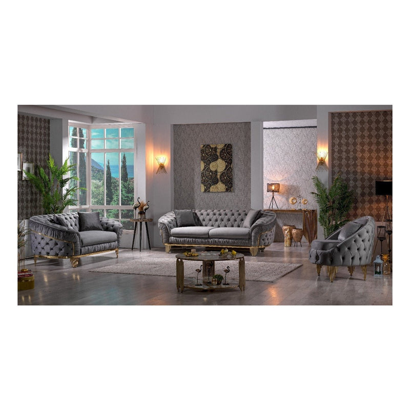 Vanessa Grey Velvet Sofa Set - ME-6725G-3PCS