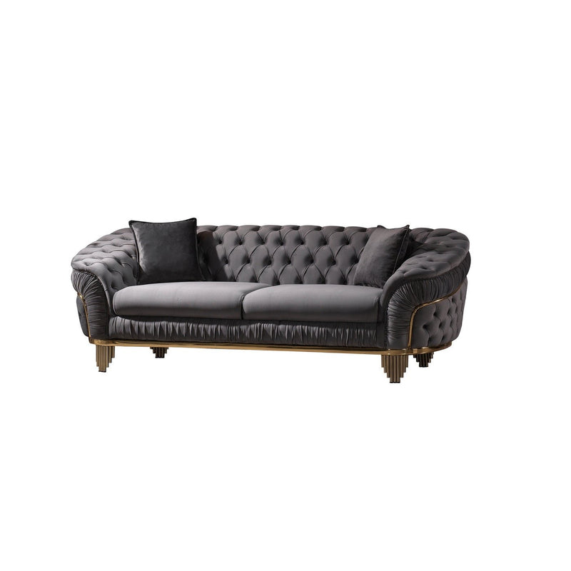 Vanessa Grey Velvet Sofa Set - ME-6725G-3PCS