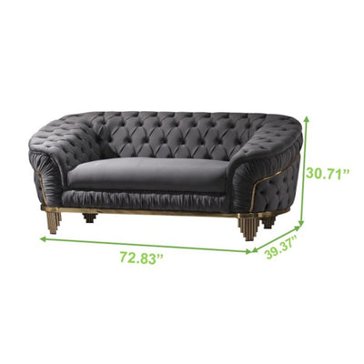 Vanessa Grey Velvet Sofa Set - ME-6725G-3PCS