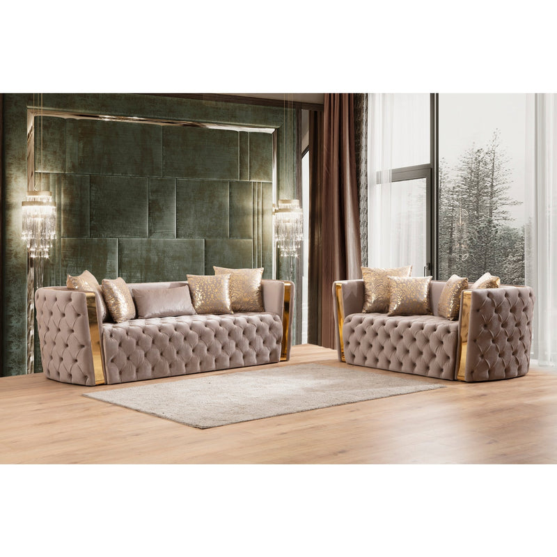 Causeuse en velours taupe Naomi