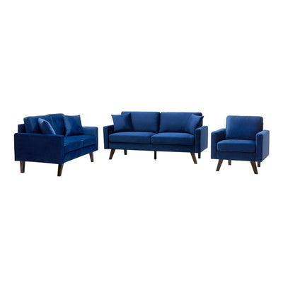 Blue velvet loveseat