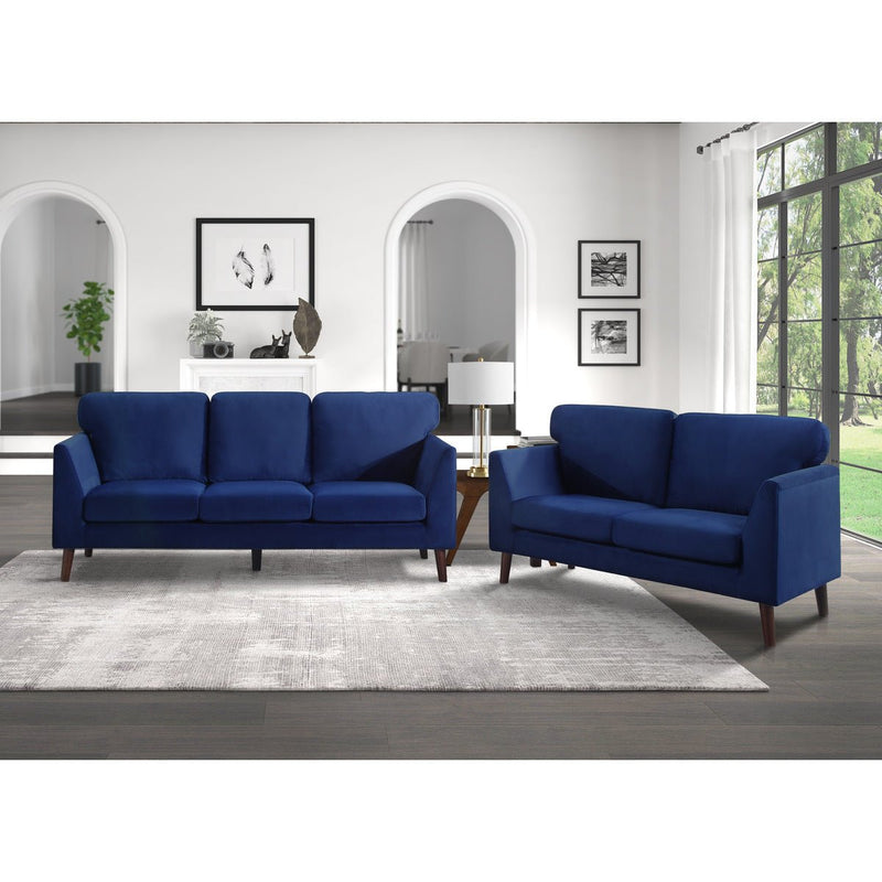 Tolley Collection Blue Velvet Fabric Loveseat - MA-9338BU-2