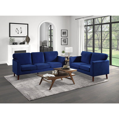 Tolley Collection Blue Velvet Fabric Loveseat - MA-9338BU-2