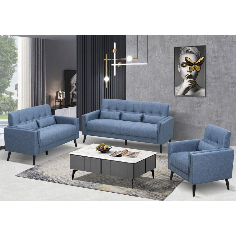 Madeline Collection Loveseat with 2 Lumbar Pillows - MA-99914BLU-2