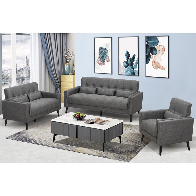 Madeline Grey Loveseat with 2 Lumbar Pillows - MA-99914GRY-2