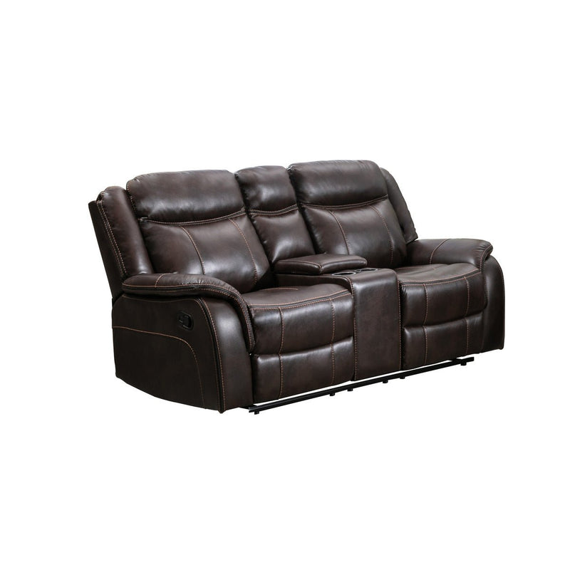 Paxton Brown Reclining Loveseat with Console