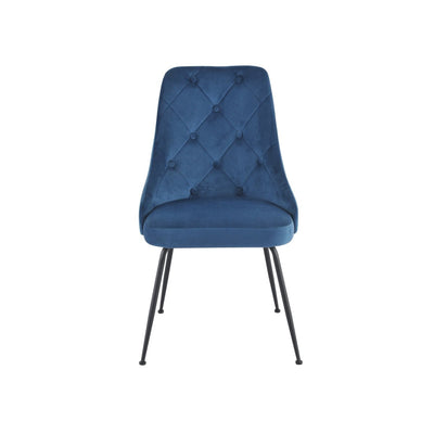 Plumeria Blue Velvet Chair with Black Legs - MA-1321B-BUS