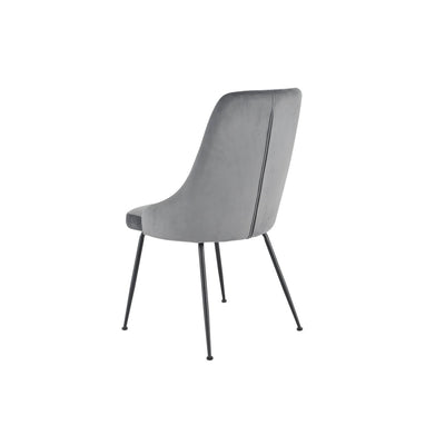 Plumeria Grey Velvet Chair with Black Legs - MA-1321B-GYS