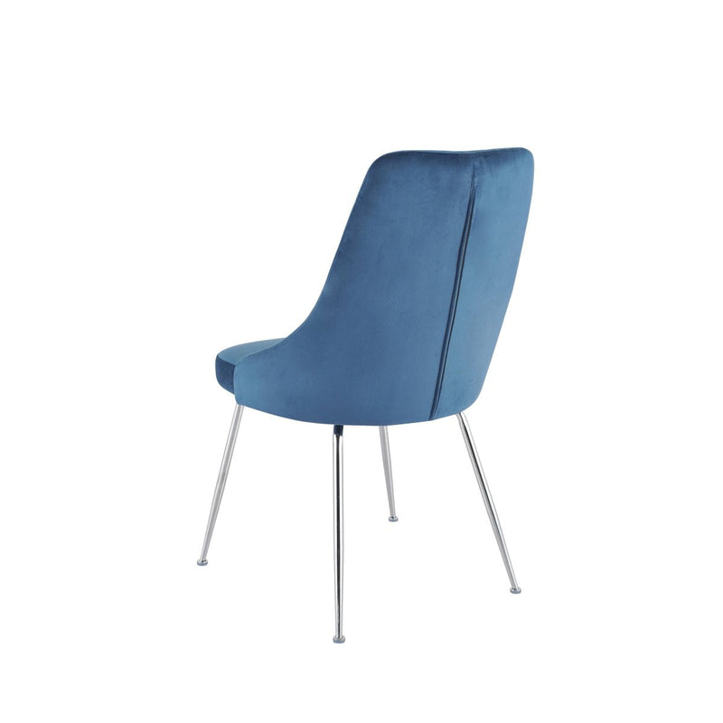 Plumeria Blue Velvet Chair with Chrome Legs - MA-1321C-BUS