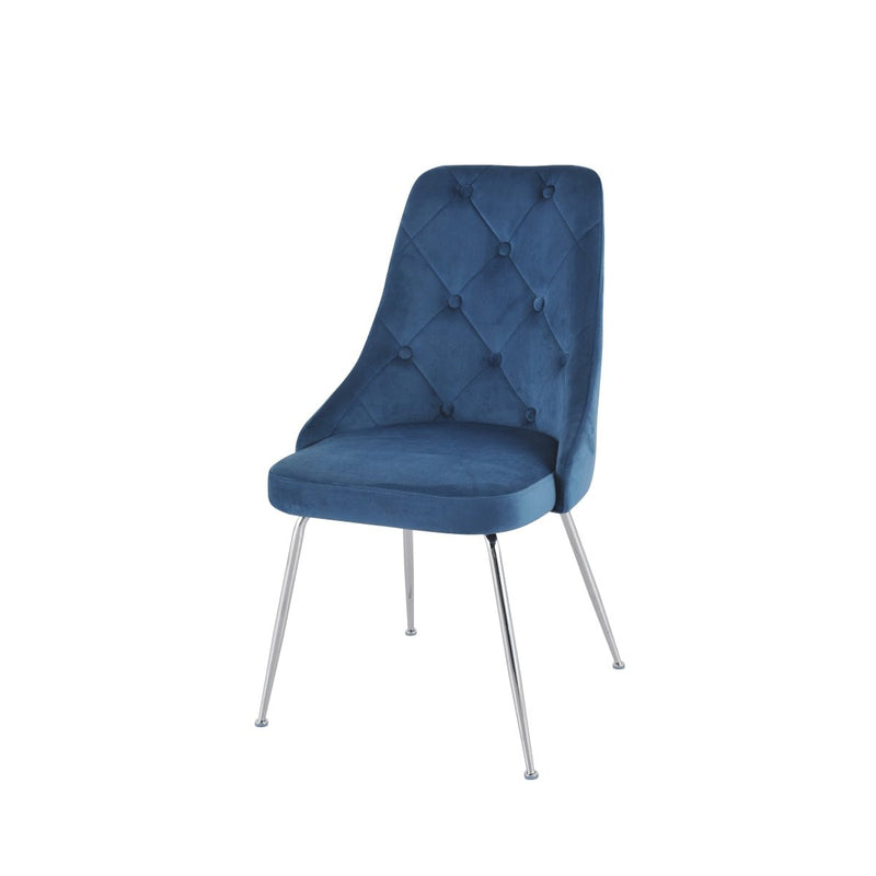 Plumeria Blue Velvet Chair with Chrome Legs - MA-1321C-BUS