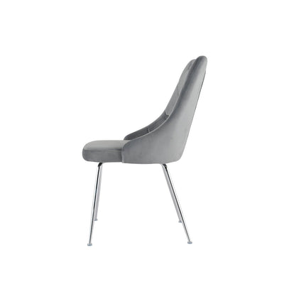 Plumeria Grey Velvet Chair with Chrome Legs - MA-1321C-GYS