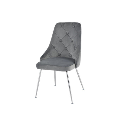 Plumeria Grey Velvet Chair with Chrome Legs - MA-1321C-GYS