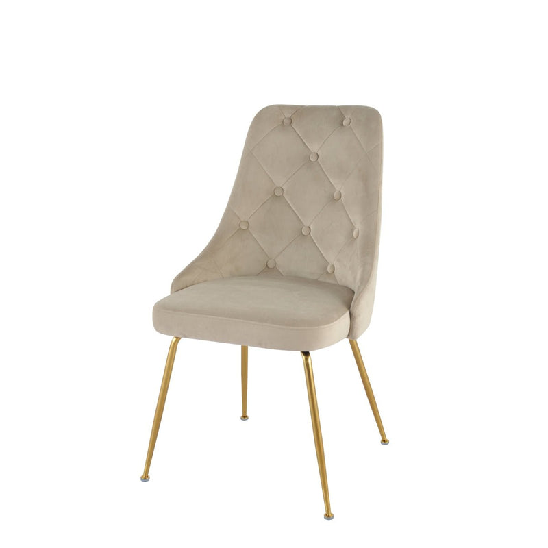 Plumeria Beige Velvet Chair with Gold Legs - MA-1321G-BES