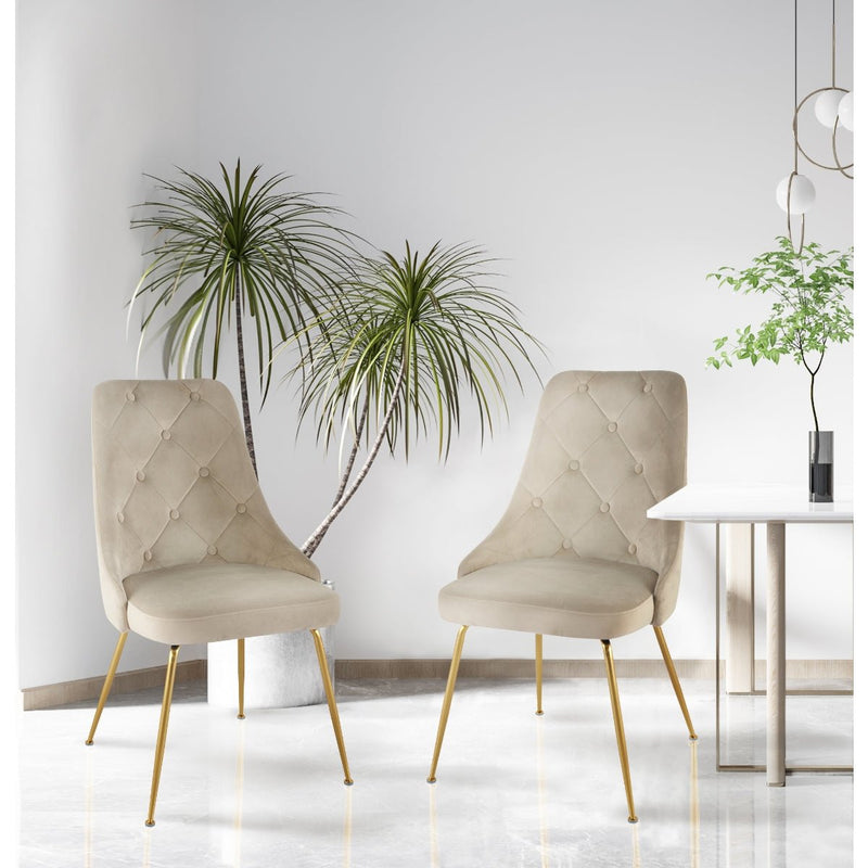 Plumeria Beige Velvet Chair with Gold Legs - MA-1321G-BES