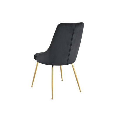 Plumeria Black Velvet Chair with Gold Legs - MA-1321G-BKS