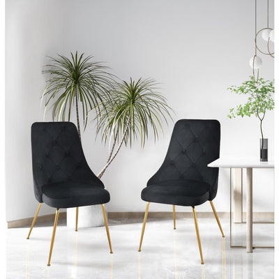 Plumeria Black Velvet Chair with Gold Legs - MA-1321G-BKS